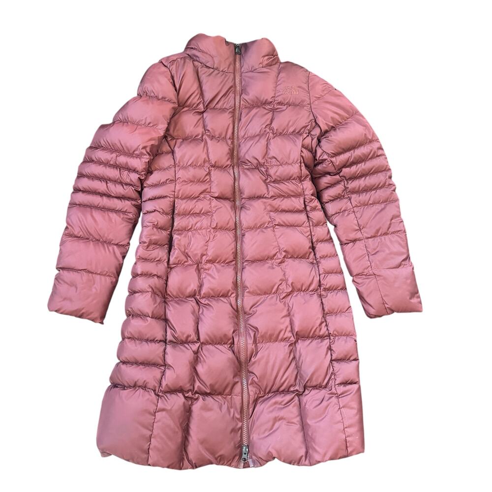 The North Face Longline 550 Quilted Down Puffer Coat Burgundy
